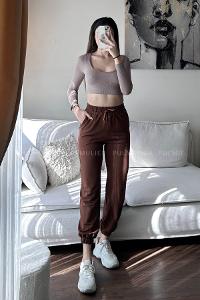 Brown Regular Trousers High Waist Regular Cut Bottom Tracksuit