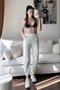 White Regular Trousers High Waist Regular Cut Bottom Tracksuit