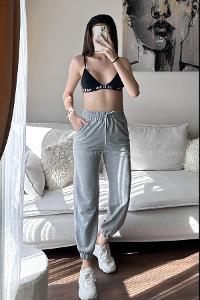 Gray Regular Trousers High Waist Regular Cut Bottom Tracksuit