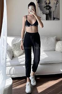 Black Regular Trousers High Waist Regular Cut Bottom Tracksuit