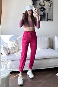 Fuchsia Regular Trousers High Waist Regular Cut Bottom Tracksuit