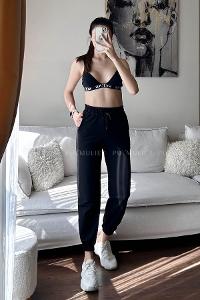 Black Regular Trousers High Waist Regular Cut Bottom Tracksuit