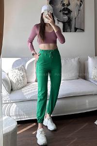 Green Regular Trousers High Waist Regular Cut Bottom Tracksuit