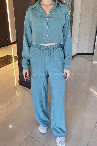 Plum Green Shirt Collar Long Arm Without Accessories Cotton Fabric Elastic Trousers Comfortable Suit