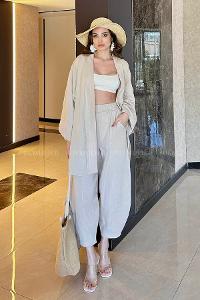 Mink Shirt Collar Long Arm Without Accessories Cotton Fabric Elastic Trousers Comfortable Suit
