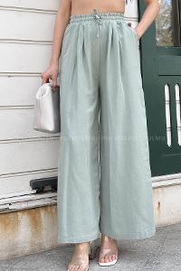 Plum Green Gabardin High Waist Comfortable Pants