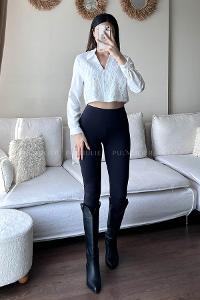 White Shirt Collar Long Arm Cotton Fabric Unprinted Shirt