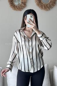 Cream Shirt Collar Long Arm Cotton Fabric Unprinted Shirt