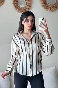 Cream Shirt Collar Long Arm Cotton Fabric Unprinted Shirt