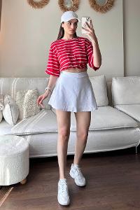 Red Medium Crew Neck Short Arm Cotton Fabric Printed T-shirt