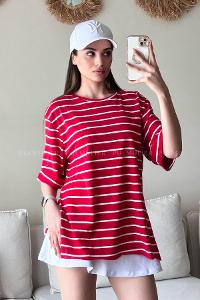 Red Medium Crew Neck Short Arm Cotton Fabric Printed T-shirt