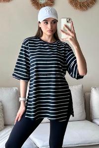 Navy Blue Medium Crew Neck Short Arm Cotton Fabric Printed T-shirt