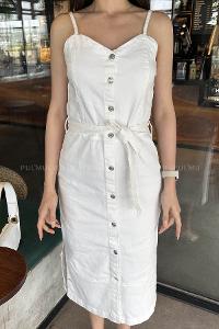 White Scope Neck Knitwear Unprinted Dresess