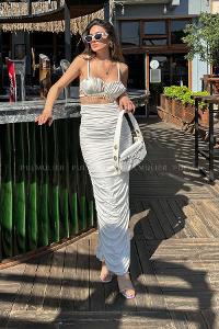 White Crew Neck Zero Arm Knitwear Crop