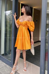 Ocher Scope Neck Knitwear Unprinted Dresess