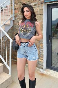 Gray Medium Crew Neck Short Arm Cotton Fabric Printed T-shirt