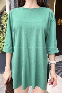 Green Medium Crew Neck Short Arm Cotton Fabric Printed T-shirt