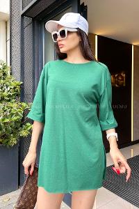 Green Medium Crew Neck Short Arm Cotton Fabric Printed T-shirt