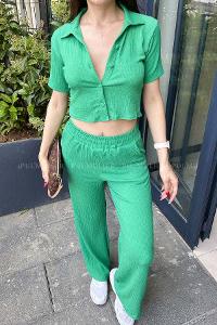 Green Crew Neck Long Arm Without Accessories Cotton Elastic Trousers Comfortable Suit