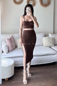 Bitter Brown Shirt Collar Long Arm Without Accessories Cotton Fabric Regular Trousers Comfortable Suit