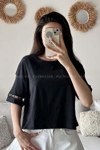 Black Medium Crew Neck Short Arm Cotton Fabric Printed T-shirt