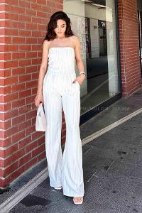 White Shirt Collar Denim Unprinted Overalls