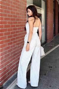 White Shirt Collar Denim Unprinted Overalls