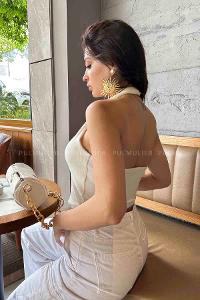 White Crew Neck Zero Arm Knitwear Crop