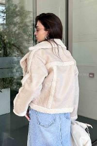 Stone Zippered Neck Long Arm Coat