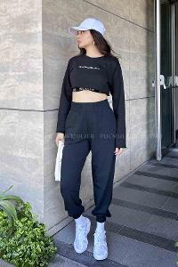 Black Normal Neck Zero Arm Knitwear Crop