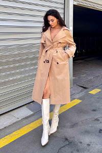 Camel Long Arm Without Accessories Cotton Fabric Trench Coat