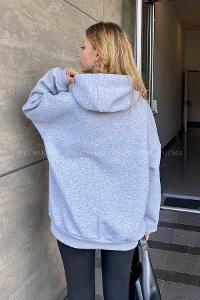 Gray Hood Neck Reglan Sleeveless Arm Unprinted Sweatshirt