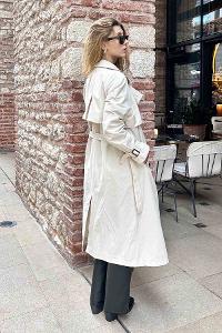 Stone Long Arm Without Accessories Cotton Fabric Trench Coat