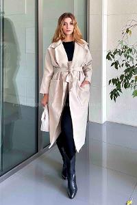 Stone Shirt Collar Long Arm Coat