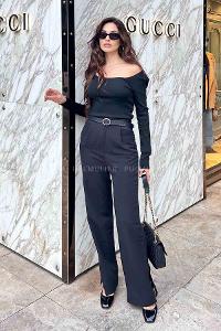 Black Gabardin High Waist Comfortable Pants