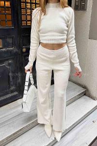 Cream Shirt Collar Long Arm Without Accessories Cotton Fabric Elastic Trousers Comfortable Suit