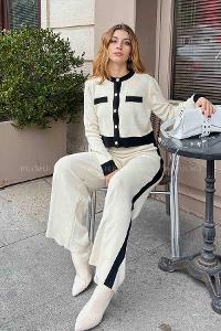 Ecru Shirt Collar Long Arm Without Accessories Cotton Fabric Elastic Trousers Comfortable Suit