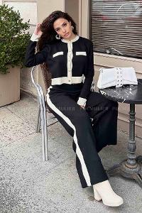 Black Shirt Collar Long Arm Without Accessories Cotton Fabric Elastic Trousers Comfortable Suit