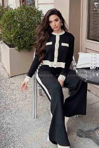 Black Shirt Collar Long Arm Without Accessories Cotton Fabric Elastic Trousers Comfortable Suit