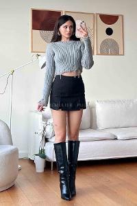 Gray Scoop Neck Long Arm Jumper