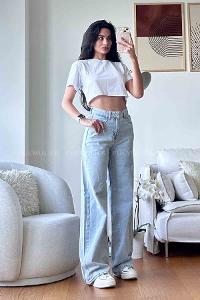 Light Blue Denim High Waist Denim Pants