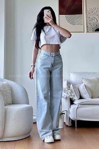 Light Blue Denim High Waist Denim Pants