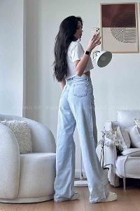 Light Blue Denim High Waist Denim Pants