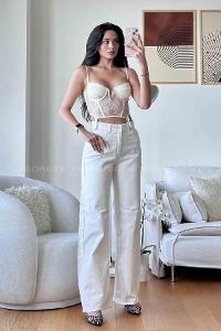 White Denim High Waist Denim Pants