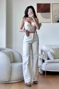 White Denim High Waist Denim Pants