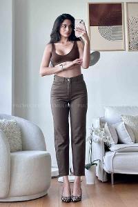 Bitter Brown Denim High Waist Denim Pants