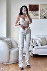 White Denim High Waist Denim Pants