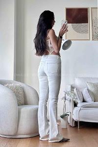 White Denim High Waist Denim Pants