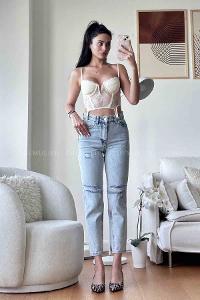 Ice Blue Denim High Waist Denim Pants