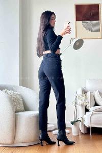 Smoked Denim High Waist Denim Pants